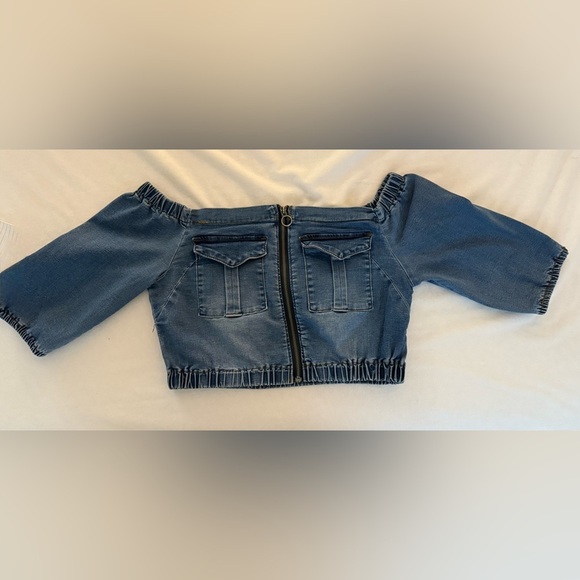 AMERICAN BAZI WOMEN’S DENIM CROP TOP SIZE L - Picture 7 of 9
